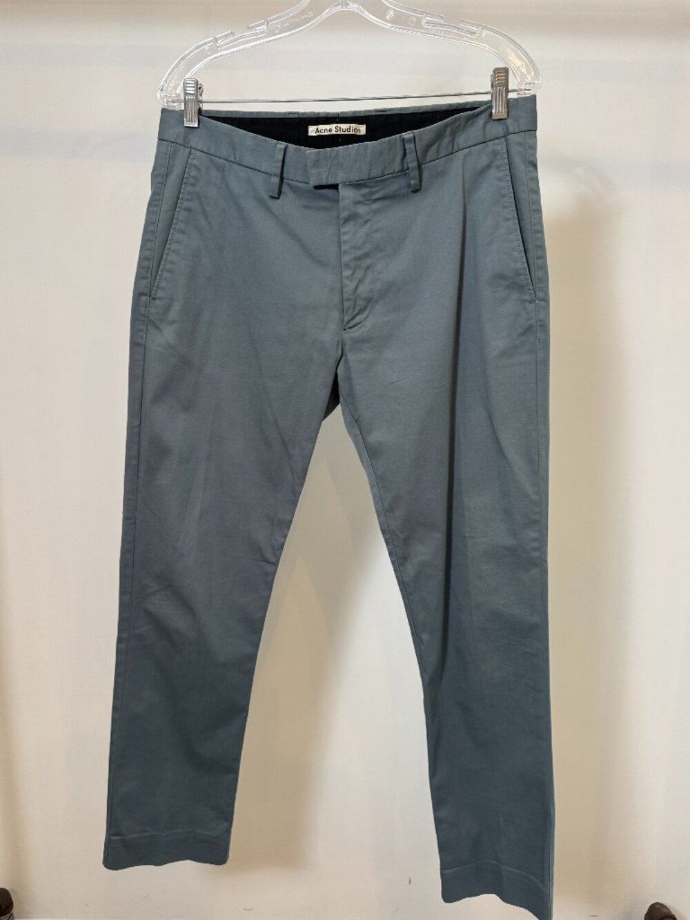 Acne Studio Grey Blue Cotton Chino Trousers Pants
